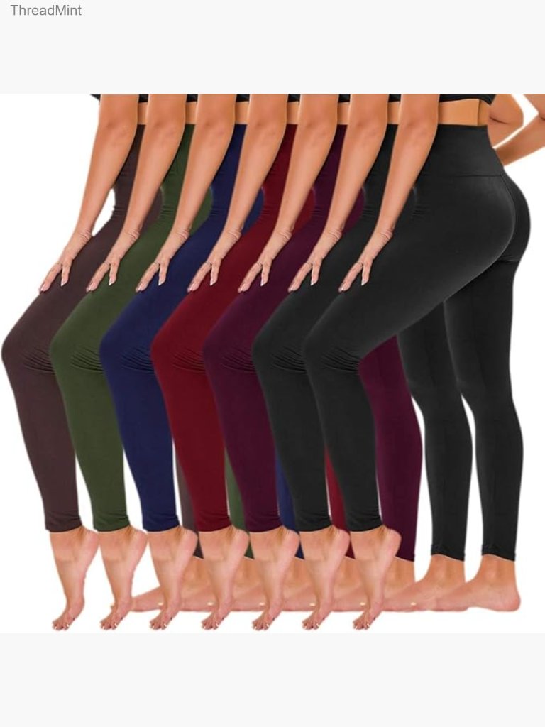 7 Pack High Waisted Yoga Leggings With Pockets Full Length & Capri